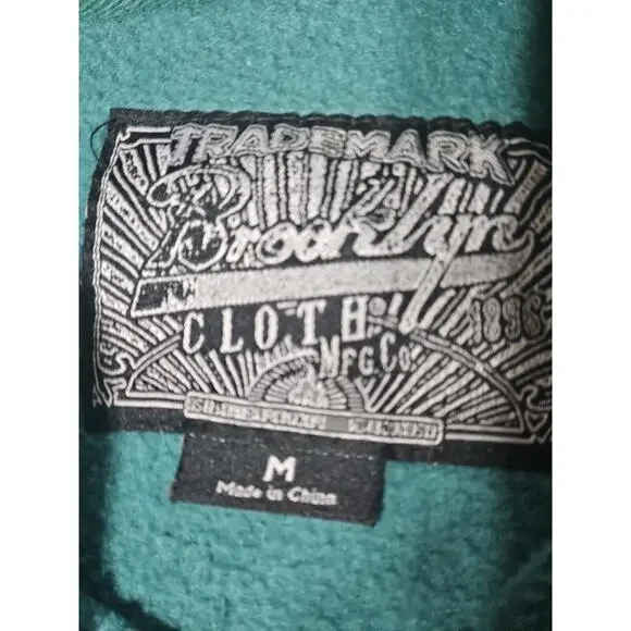 Brooklyn Sweater Women Med Kinetic Research Faded Hoodie Kangaroo Pockets Green - Picture 7 of 13